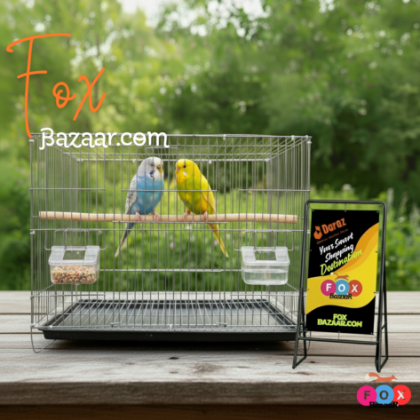 Thin Metal Wire Cage with Tray, Food & Water Pot for Budgerigar,Lovebirds,Finches,Parrots,Hamster,Cockatiel, Chicken,Duck,Quail,Rabbit ,Cat,Dog ,Dove