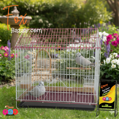Premium House Shape Strong Metal Wire Pet Bird Cage in Bangladesh | Free Clay Pot & Special Gift Offer