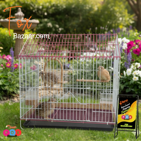 Premium House Shape Strong Metal Wire Pet Bird Cage in Bangladesh | Free Clay Pot & Special Gift Offer