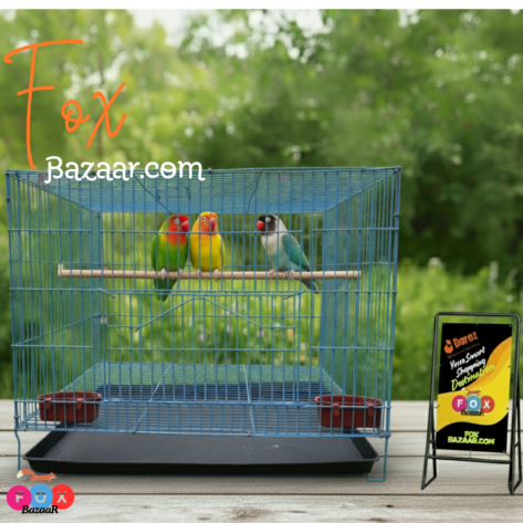Code- 6058 – Premium Durable Square Shape Bird Colorful Metal Wire Bird Cage Free Clay Pot & Special Gift Offer