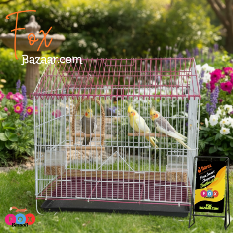 Premium House Shape Strong Metal Wire Pet Bird Cage in Bangladesh | Free Clay Pot & Special Gift Offer