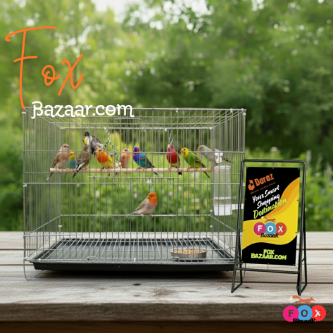 Thin Metal Wire Cage with Tray, Food & Water Pot for Budgerigar,Lovebirds,Finches,Parrots,Hamster,Cockatiel, Chicken,Duck,Quail,Rabbit ,Cat,Dog ,Dove