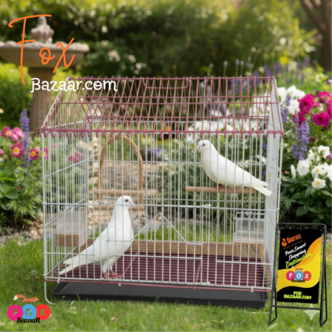 Premium House Shape Strong Metal Wire Pet Bird Cage in Bangladesh | Free Clay Pot & Special Gift Offer