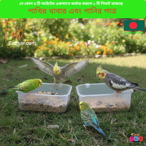 Code- 6002 Classic Bird Food and Water Bowl Set | Durable Plastic Hanging Cage Cups for Budgies, Parrots, & Pigeons