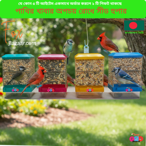 Code- 6024 Automatic Bird Seed Hopper Feeder | Waste-Preventing Cage Mountable Seed Dispenser