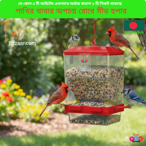 Code- 6024 Automatic Bird Seed Hopper Feeder | Waste-Preventing Cage Mountable Seed Dispenser