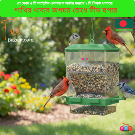 Code- 6024 Automatic Bird Seed Hopper Feeder | Waste-Preventing Cage Mountable Seed Dispenser