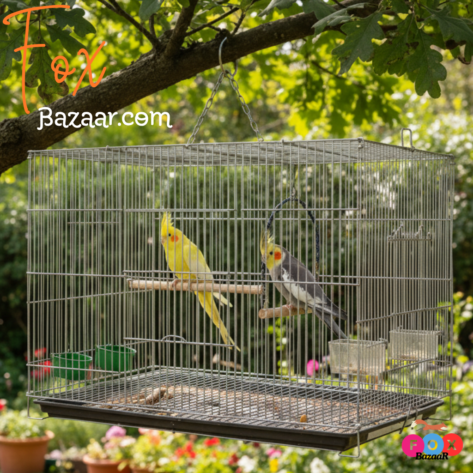 Thin Metal Wire Cage with Tray, Food & Water Pot for Budgerigar,Lovebirds,Finches,Parrots,Hamster,Cockatiel, Chicken,Duck,Quail,Rabbit ,Cat,Dog ,Dove
