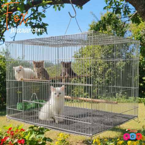 Thin Metal Wire Cage with Tray, Food & Water Pot for Budgerigar,Lovebirds,Finches,Parrots,Hamster,Cockatiel, Chicken,Duck,Quail,Rabbit ,Cat,Dog ,Dove