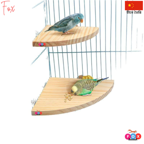 Natural Solid Wood Parrot Perch Platform - Bird Cage Corner Standing Board for Hamsters, Budgies, & Small Animals - Durable Cage Accessories | bird cage,bird accessories,bird,bird food,birds accessories,bird toy,bird nest,birds,bird feeder, bir