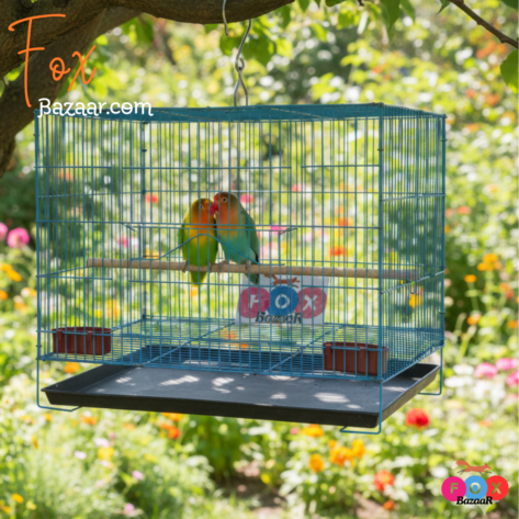 Code- 6058 – Premium Durable Square Shape Bird Colorful Metal Wire Bird Cage Free Clay Pot & Special Gift Offer
