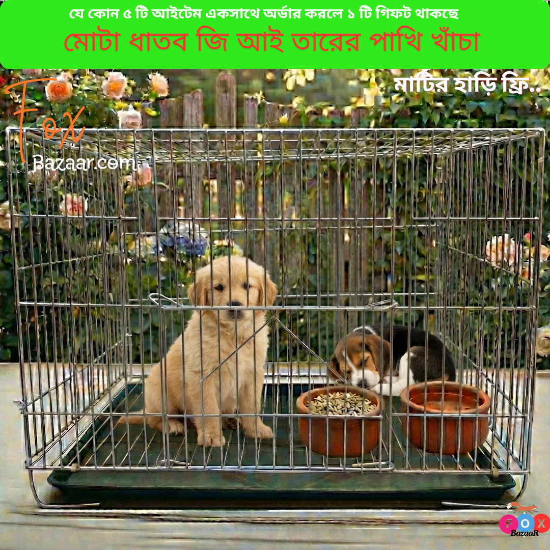 18x12, 20x18, 24 x 18 Inch Very Strong GI Thick Metal Wire Cage for Birds, Kitten, Puppy, Rabbit, Pigeon| Foldable Pet Carrier/House