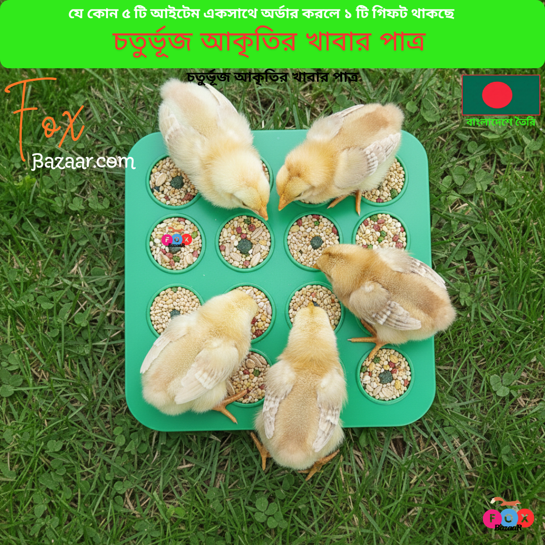 Code- 6006 Multi-Compartment Bird Food & Water Tray (Square Shape) | Feeder for Budgies, Lovebirds, Finches