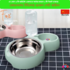Code- 6098 Stainless Steel Double Pet Bowl with Automatic Water Bottle (2-in-1 Feeder & Waterer)