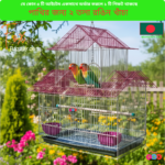 Code- 6063 বাড়ি আকৃতির দোতলা রঙিন পাখির খাঁচা বার্ড কেজ এবং ফোল্ডেবল পেট হাউজ